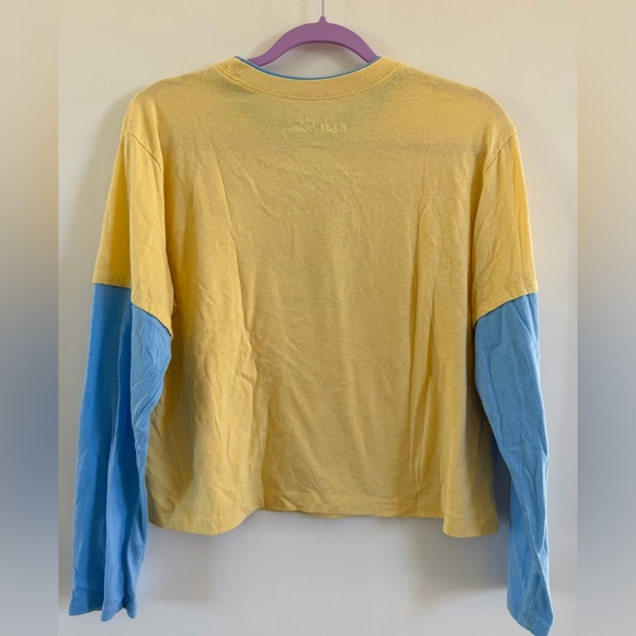 Keith Haring Graphic Long Sleeve Crop Top Yellow Blue Size XL - Picture 4 of 4